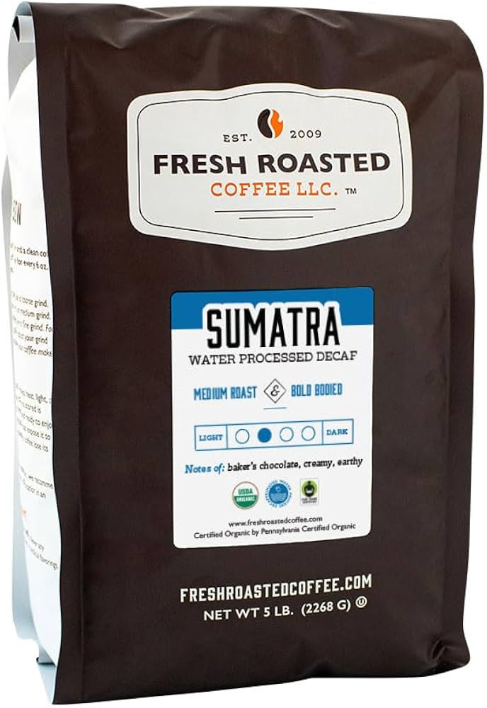 Fresh Roasted Coffee, Fair Trade Organic Sumatra Water-Processed Decaf, 2 lb (32 oz), Kosher, Med... | Amazon (US)