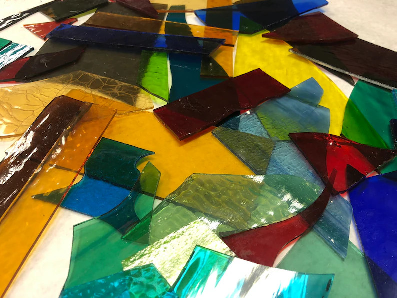 5 Lbs Stained Glass Scrap, Transparent Colored Glass Pack, Mosaic Glass, Art Glass - Etsy | Etsy (US)