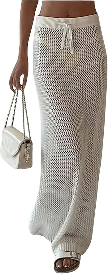 GORGLITTER Women's Crochet Swim Skirt Bikini Cover Up Elastic Waist Swimsuit Coverup Long Beach C... | Amazon (US)