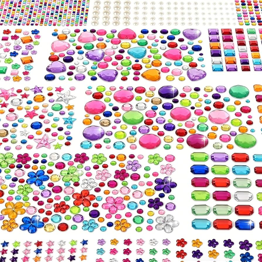 Gem Stickers, 6124Pcs Self-Adhesive Acrylic Face Gems for Kids Crafts Nail Art DIY | Amazon (US)