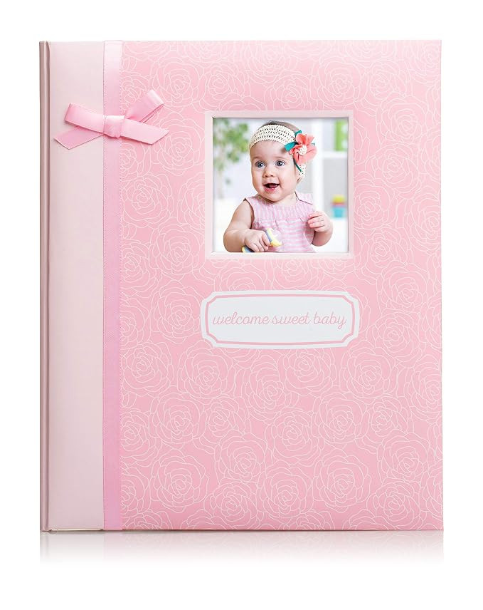 by Pearhead Welcome Sweet Baby Memory Book with Clean-Touch Baby Safe Ink Pad, Pink | Amazon (US)