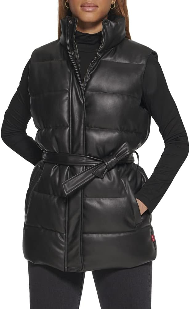Levi's womens Vegan Leather Puffer Vest | Amazon (US)