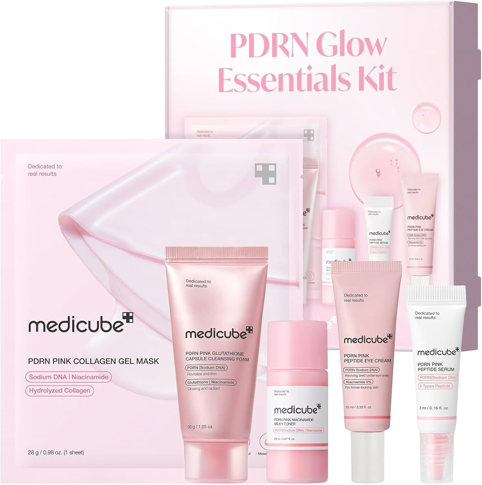 medicube PDRN Glow Essentials Kit, Mini Skincare Travel Set, 5-Step Routine | Amazon (US)