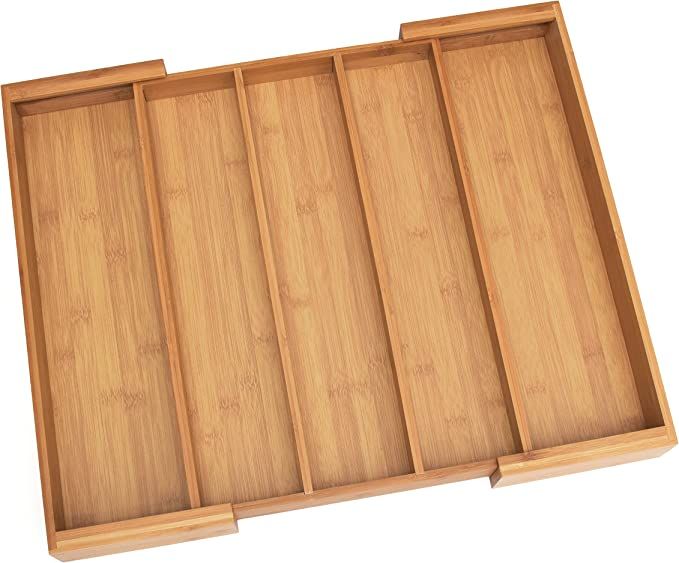 Lipper International 8892 Bamboo Wood Expandable to 22-1/4" Utensil Organizer | Amazon (US)