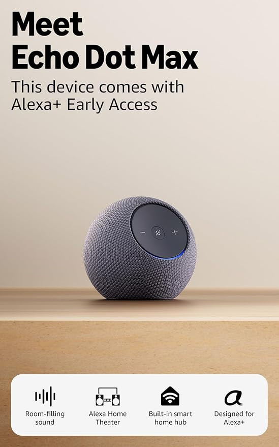 Amazon Echo Dot Max (newest model), Alexa speaker with room-filling sound and built-in smart home... | Amazon (US)