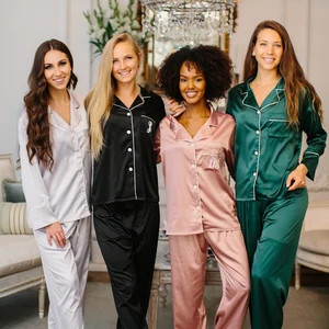 Satin Pajama Set Bride Pajama Set Women Long Set Pajama | Etsy | Etsy (US)
