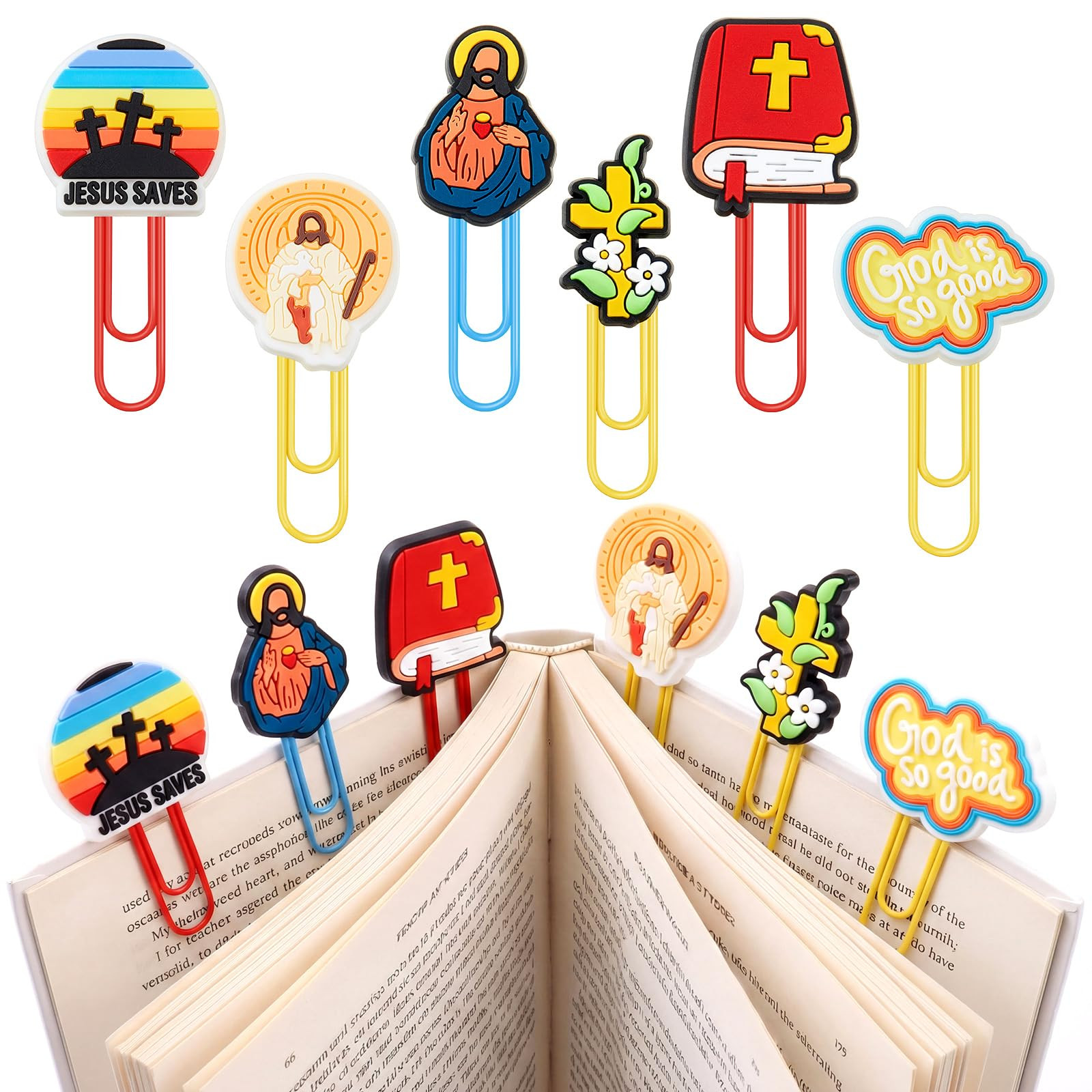 Zomiboo 6 Pcs Christian Bookmarks for Kids Easter Gift Cute Jesus Bookmark Cross Paper Clips Reli... | Amazon (US)