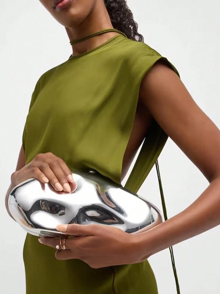 Nouveau sac à bandoulière irrégulier en acrylique plaqué métallique avec personnalité | SHEIN