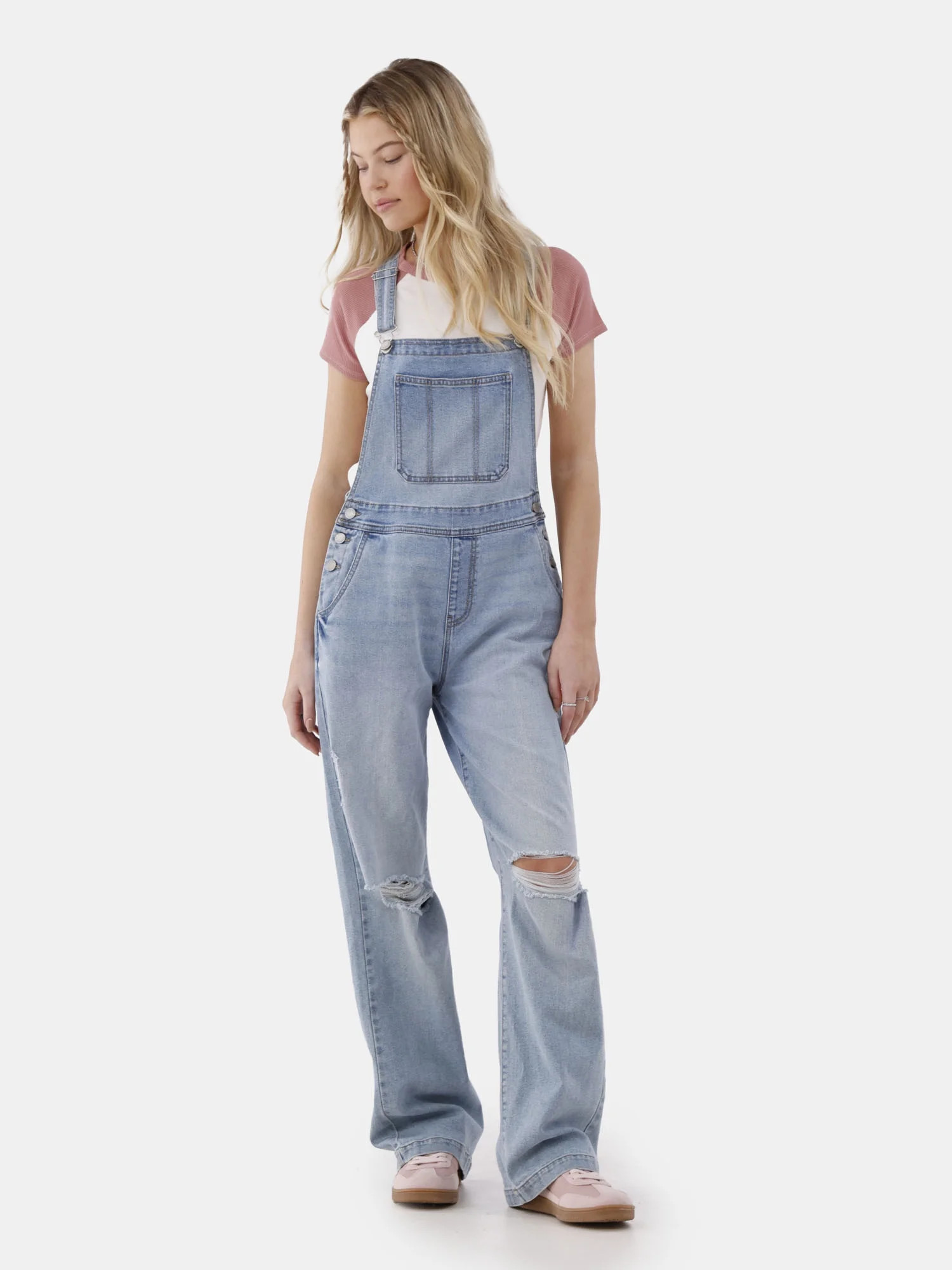No Boundaries Relaxed Denim Overalls, Women’s | Walmart (US)