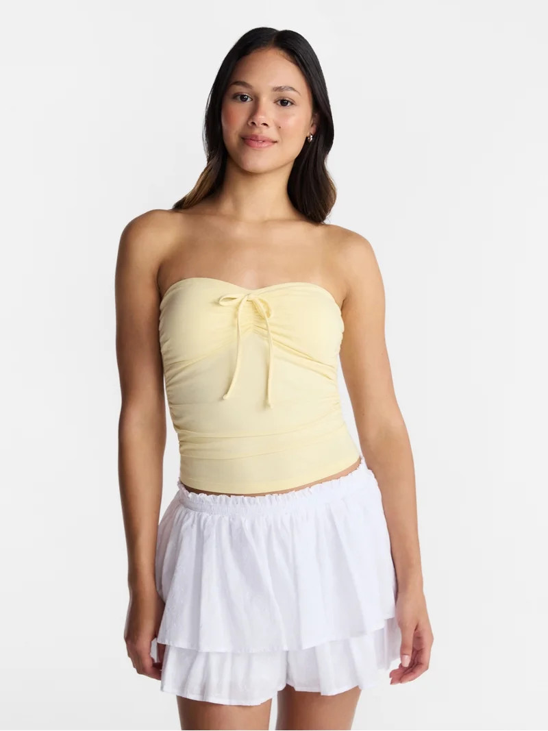 No Boundaries Ruched Tube Top, Women\u2019s XXS-XXL | Walmart (US)