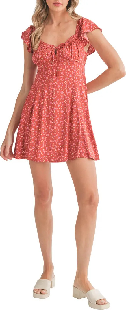 All in Favor Floral Flutter Sleeve Minidress | Nordstrom | Nordstrom