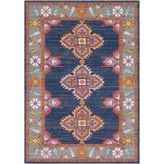 Haute-Hali Persian Boho Navy/ Pink Area Rug - 7'10 x 10'3 (7'10 x 10'3 - Navy) | Bed Bath & Beyond
