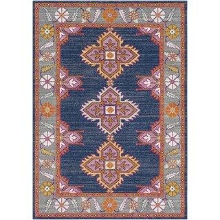 Haute-Hali Persian Boho Navy/ Pink Area Rug - 7'10 x 10'3 (7'10 x 10'3 - Navy) | Bed Bath & Beyond