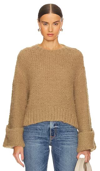 Open Stitch Knit Sweater in Khaki | Revolve Clothing (Global)