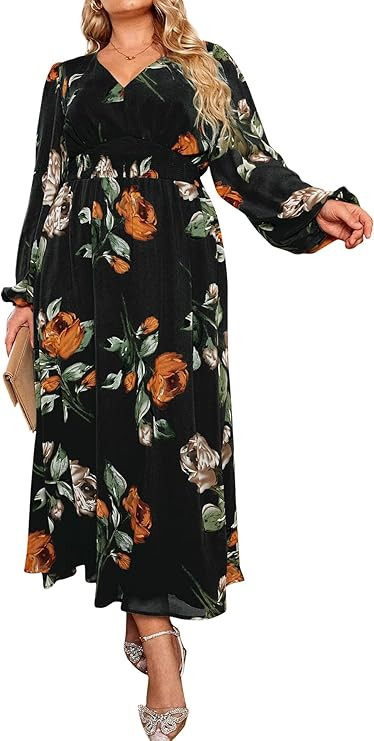 Simplee Women Boho Floral Maxi Dress Flowy Casual V Neck Short Sleeve Wedding Guest Holiday Beach... | Amazon (US)