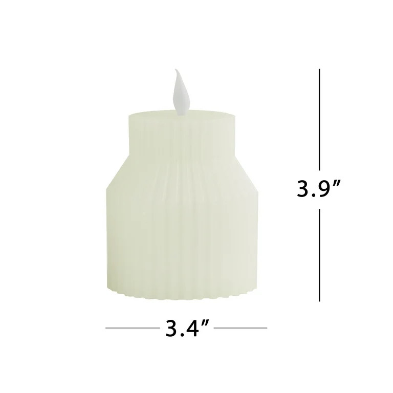 Home Decor Collection Sterling & Noble Home LED Flameless 4.72" Fluted Figural Ivory Wax Tabletop... | Walmart (US)