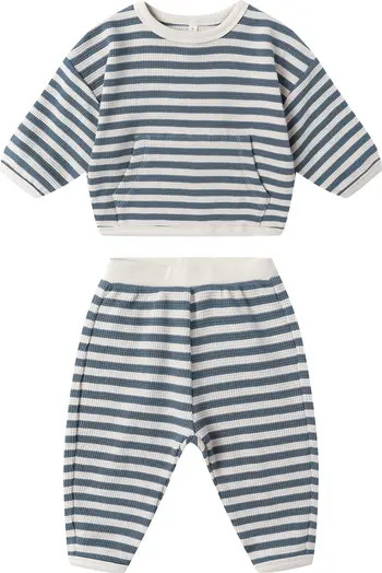 Stripe Waffle Knit Organic Cotton Sweatshirt & Joggers Set | Nordstrom