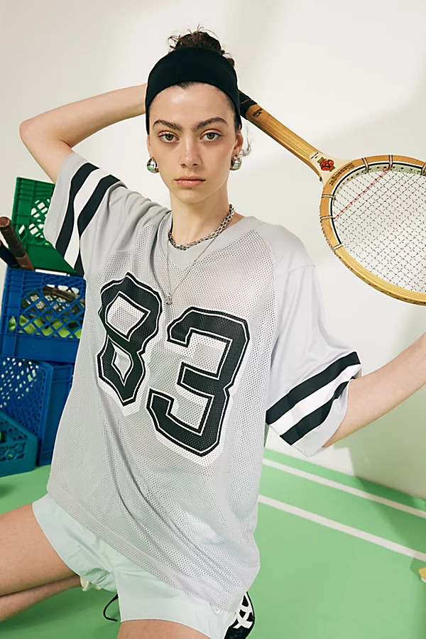 Standard Cloth Football Jersey Top in Silver, Men's at Urban Outfitters | Urban Outfitters (US and RoW)