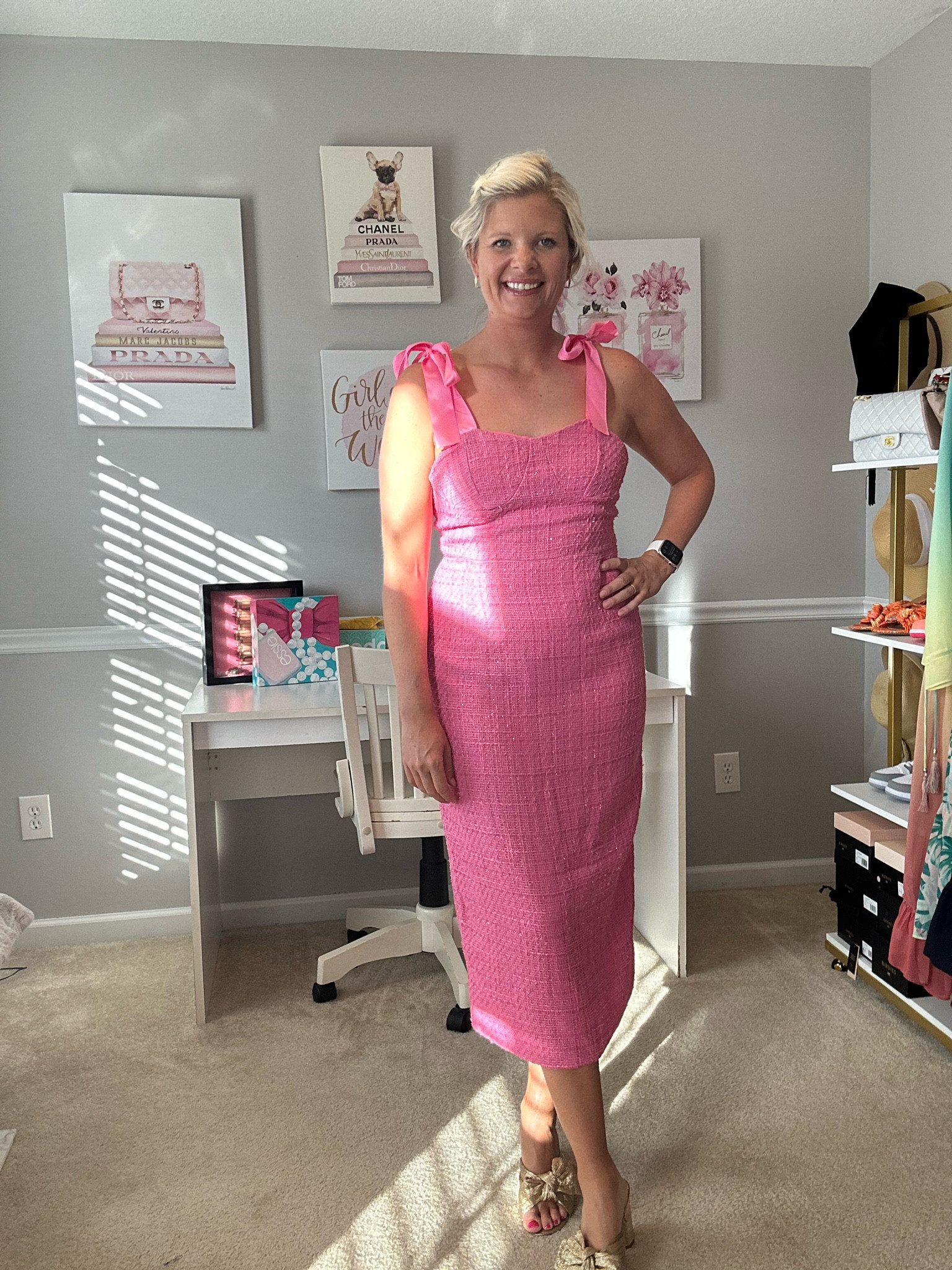 Pink tweed midi dress size large 

Graduation dress, wedding, gas, dress, baby, shower, guest dress, Mother’s Day 

#LTKSeasonal #LTKwedding