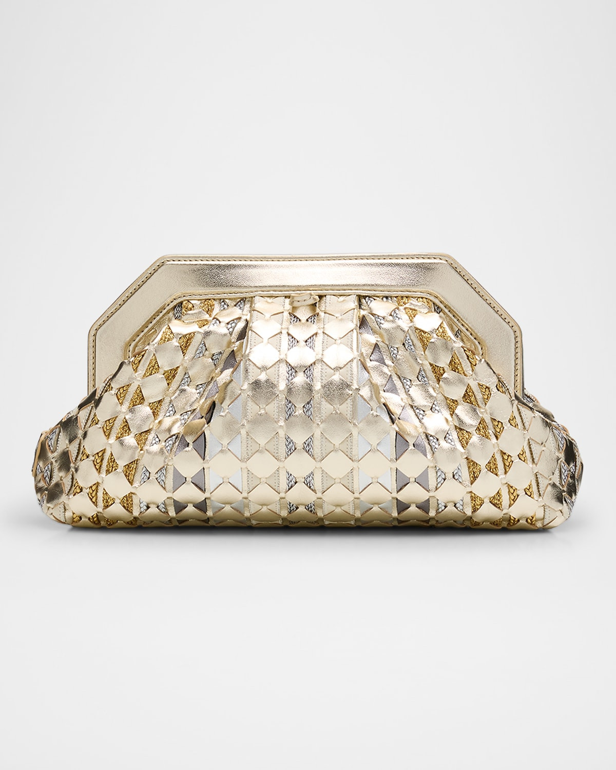 Secret Woven Mosaic Metallic Leather Clutch Bag | Neiman Marcus