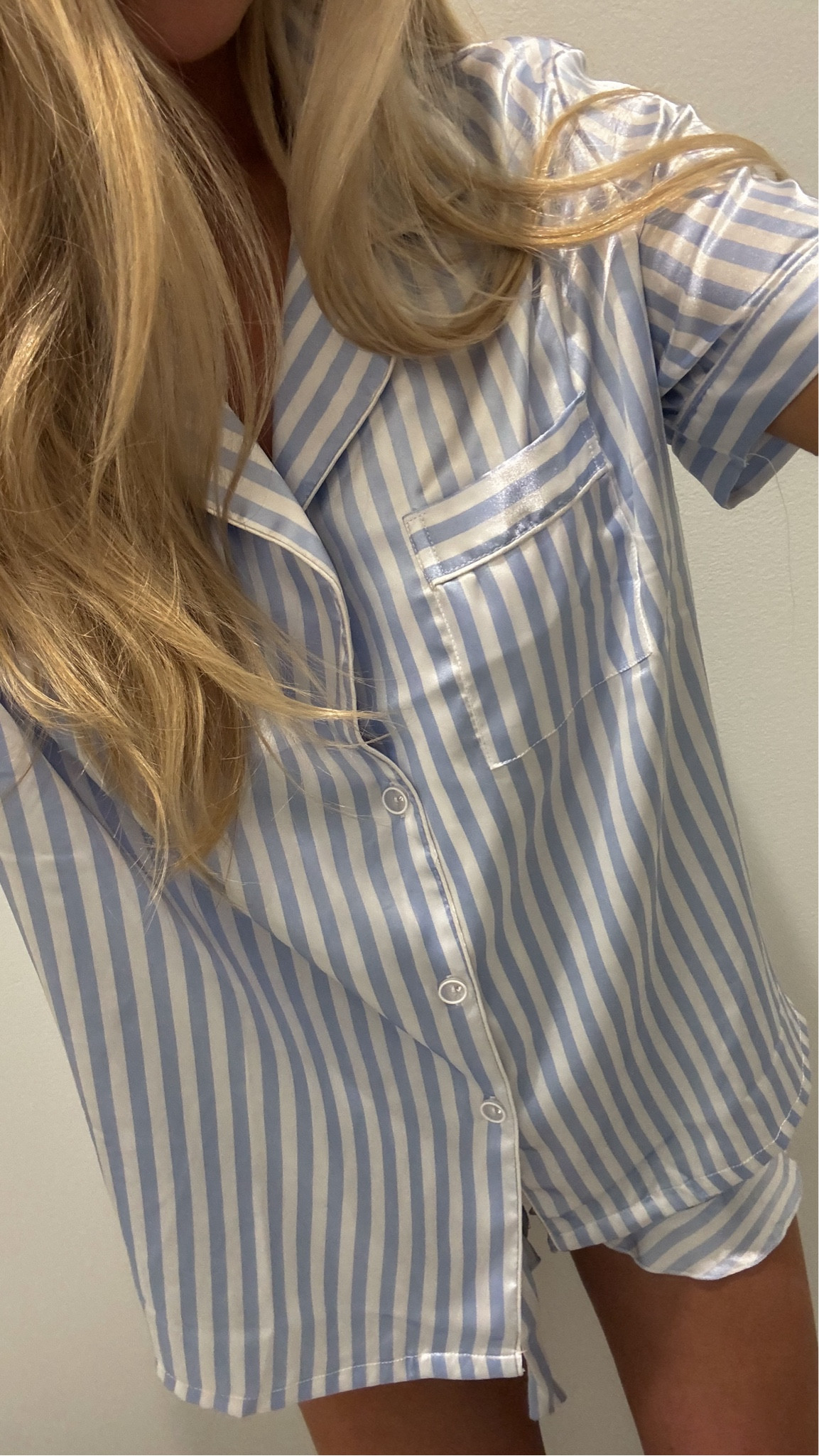 Satin Amazon pajamas. My new favorites. I went one size up for a looser fit. They would make for perfect bridal party sets 🤍🐚