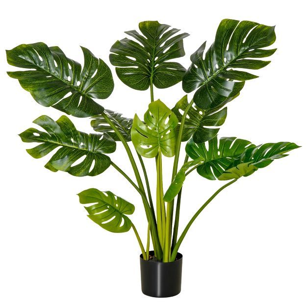 HOMCOM 3.5FT Artificial Monstera Tree, Faux Decorative Plant in Nursery Pot for Indoor or Outdoor... | Target