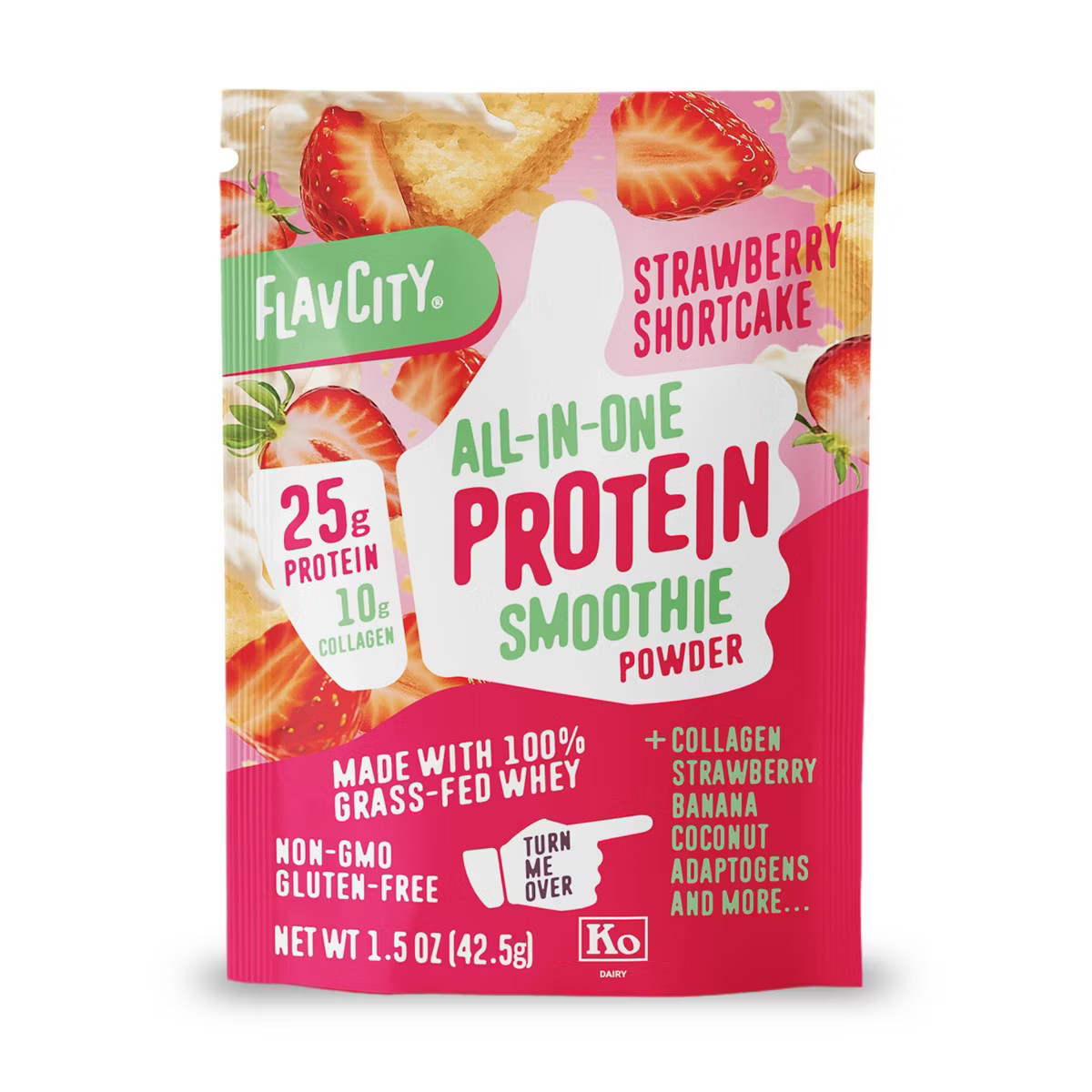 FlavCity Single Serve Protein Smoothie Powder - Strawberry Shortcake - 42.5gms | Target