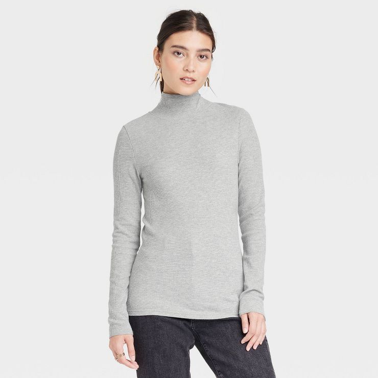Women's Long Sleeve Waffle Knit Mock Turtleneck Slim Fit T-Shirt - Universal Thread™ | Target
