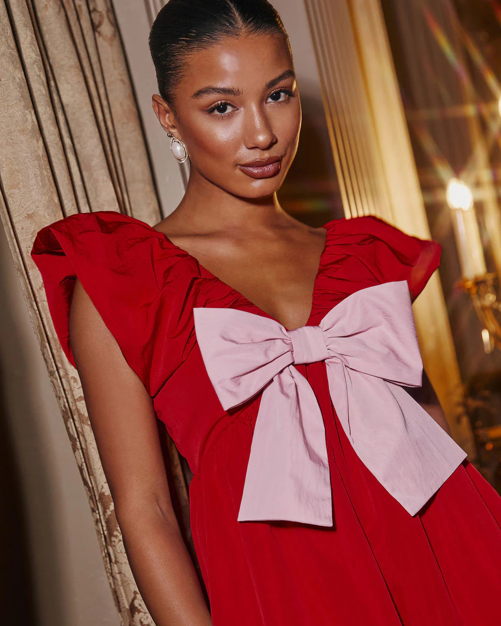 All Wrapped Up Bow Babydoll Mini Dress | VICI