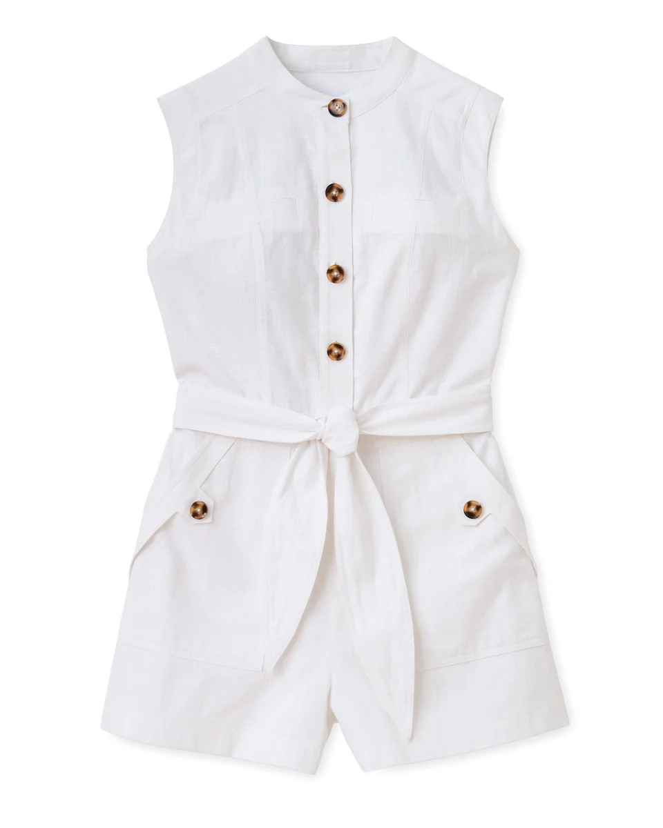 SU26 Rachel Sleeveless Romper-Bright White | Cartolina