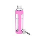 Classic Cuisine Glass Water Bottle, 20 oz, Pink | Amazon (US)