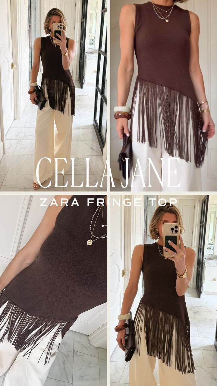 @Zara spring new arrivals are SO good this year 🤎 This fringe top is such a fun piece and chocolate brown is a soft way to wear a darker neutral into the new season. Wearing size small in tops + XS in bottoms.

#LTKootd