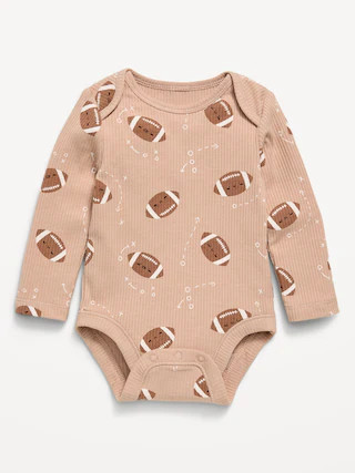Printed Long-Sleeve Ribbed Bodysuit for Baby | Old Navy (US)