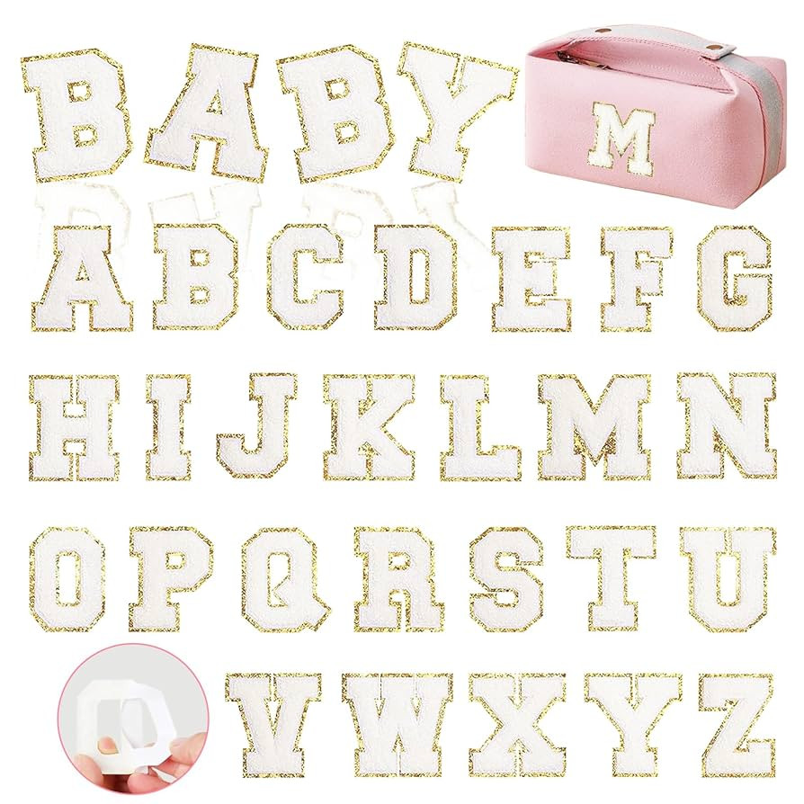 Self-Adhesive Chenille Letters Patches, 26PCS White Letter Stickers on Patches Varsity Letter Pat... | Amazon (US)