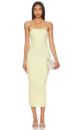 Arden Strapless Knit Midi Dress | Baby Yellow Dress | Pale Yellow Dress | Yellow Strapless Dress  | Revolve Clothing (Global)