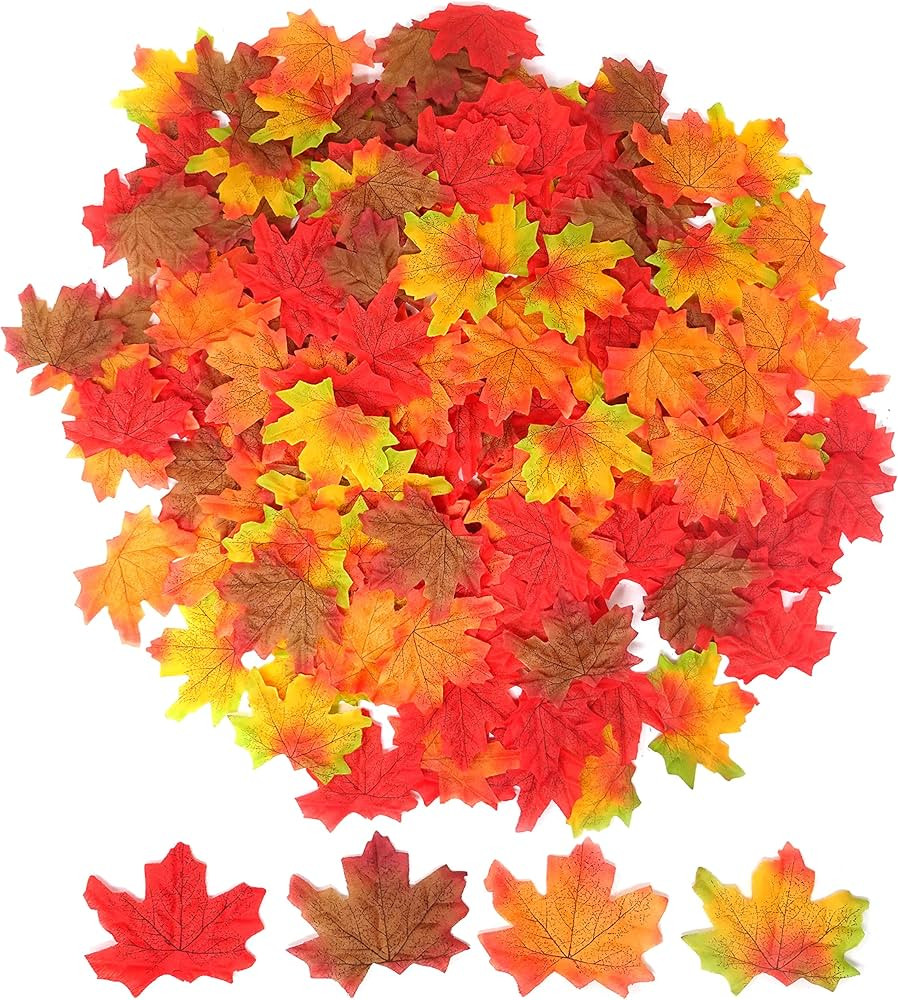 Honbay 200PCS 8cm/3.1inch Assorted Color Artificial Maple Leaves Fall Leaves for Weddings, Thanks... | Amazon (US)