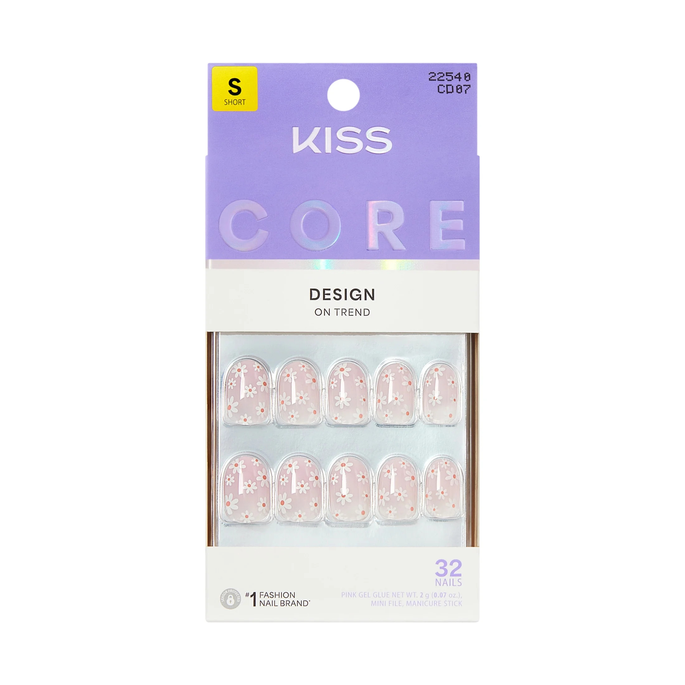 KISS CORE Design Press On Nails, ‘Friendship’, Pink, Short Round, 32 Count | Walmart (US)