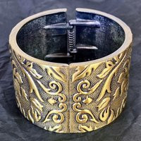 Vintage Medieval Inspired Gothic Gold Toned 5.5"" Wide Cuff Bracelet 42mm | Etsy (US)