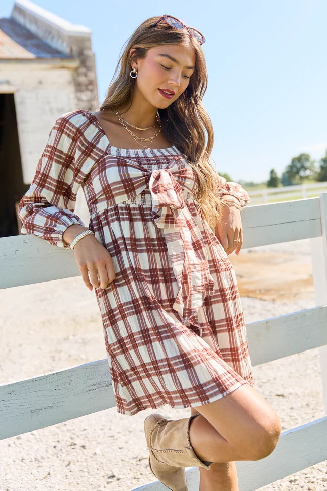 Wrapped In Charm Plaid Mini Dress | Pink Lily