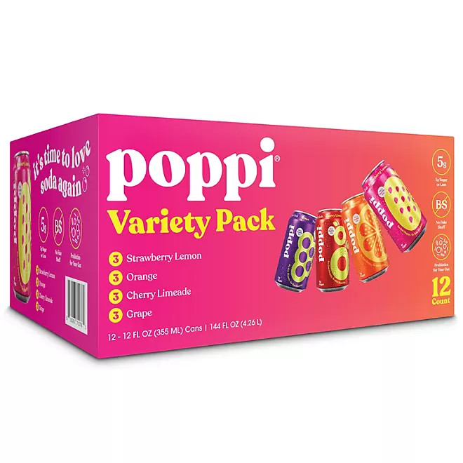 poppi Prebiotic Soda Variety Pack, 12 fl. oz., 12 pk. | Sam's Club
