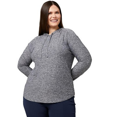 32 Degrees Women's Cool Long-Sleeve Hooded T-Shirt - Charcoal Space Dye - Medium | Target