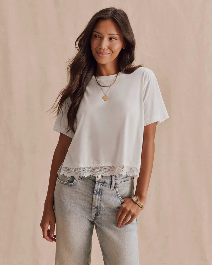 Lainey Lace Trim Short Sleeve Tee | Splendid