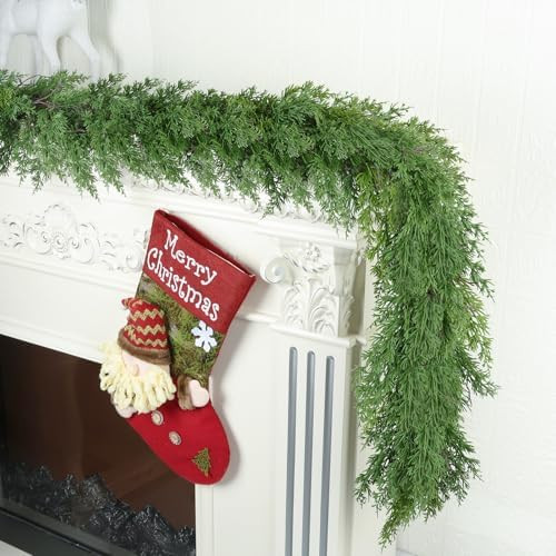 72" Faux Cedar Garland Artificial Realistic, Green Garland, Faux Cypress Garland, Christmas Garla... | Amazon (US)