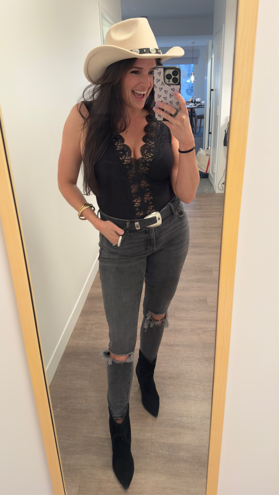 Nashville girls trip outfit inspo! Country concert outfit, cowboy hat, cowboy boots, black lace bodysuits, black skinny jeans

#LTKParties #LTKSeasonal #LTKFindsUnder50
