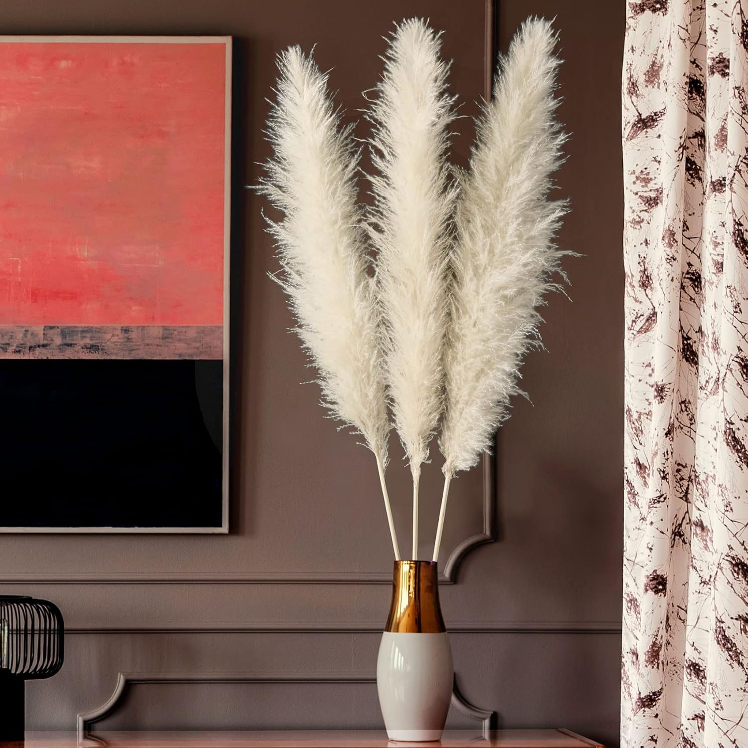 Set of 3 Pampas Grass Decor, White 48 Inches/4 feet Long Natural Dried Pampas Grass, Decorative F... | Amazon (US)