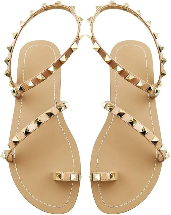 JF shoes Women's Crystal with Rhinestone Bohemia Flip Flops Summer Beach T-Strap Flat Sandals | Amazon (US)