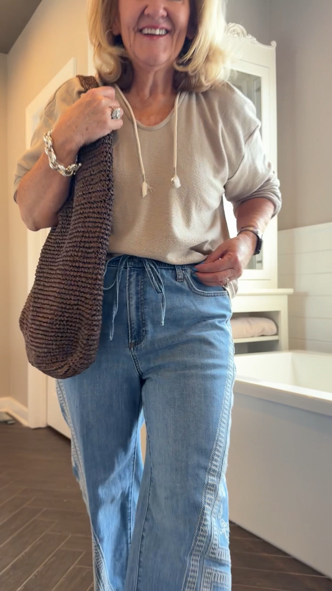 New embroidered jeans by Chicos wearing size 1.0 They’re an ankle length 
Hoodie is lightweight wearing size medium 
Shoes are very comfortable 


#LTKOver40 #LTKSaleAlert #LTKootd