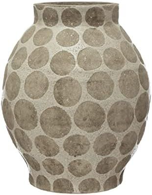 Creative Co-Op Terra-Cotta Wax Relief Dots Vase, 13" L x 13" W x 16" H, Cream | Amazon (US)