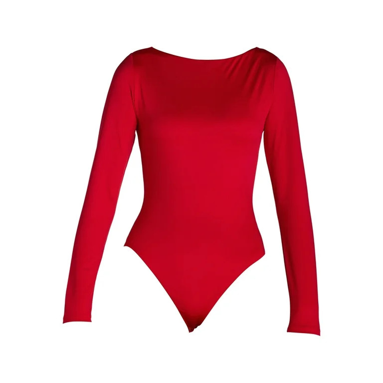 Madden NYC Women's Boatneck Bodysuit with Long Sleeves, Sizes XS-XXL | Walmart (US)