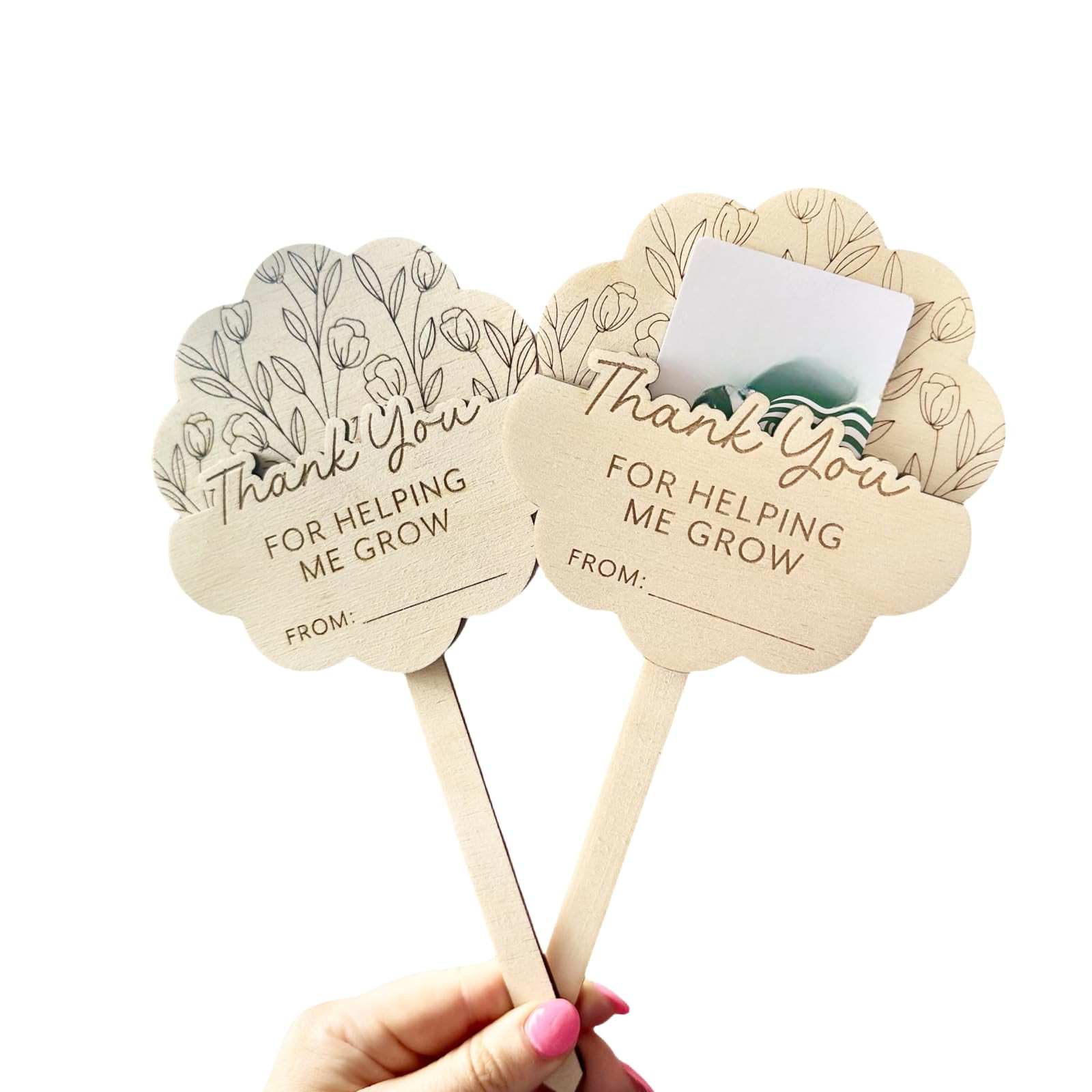 Wooden Teacher Appreciation Plant Tags Sign, Thank You for Helping Me Grow Gift Card Plant Tags, Teacher Appreciation Plant Tag with Gift Card Holder, Set of 2 (02) | Amazon (US)